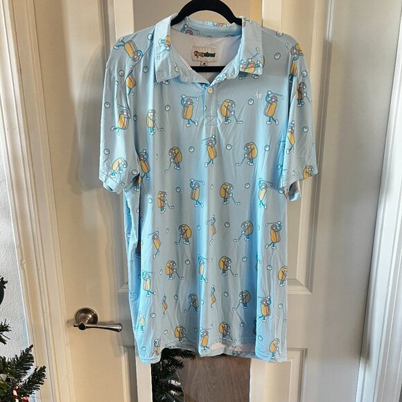 Tipsy Elves Hotdog Short Sleeve Polo Size XXL Color Blue - Picture 2 of 5